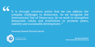 Последние твиты от int day of democracy (@democracy_day). Statement By The Secretary General Thomas E Garrett On The International Day Of Democracy Cod