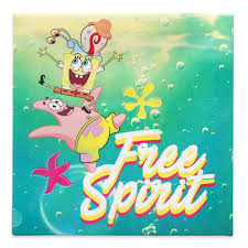 Amazon.com: Open Road Brands Nickelodeon Spongebob Squarepants Free Spirit  Gallery Wrapped Canvas Wall Decor - Fun Spongebob Picture with Patrick and  Gary: Posters & Prints