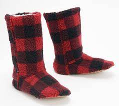 Women's cuddl duds® knit 3/4 sleeve pajama top & banded bottom pajama pants. Cuddl Duds Buffalo Check Bootie Slipper With Faux Sherpa Lining Qvc Com
