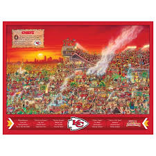 This masterpieces mlb 1000pc 39 x 13 panoramic chicago cubs puzzle features the view from behind home plate of the chicago cubs' wrigley field, with such incredible detail that it's common for. Kansas City Chiefs 500 Piece Joe Journeyman Puzzle Kansas City Chiefs Kansas City City