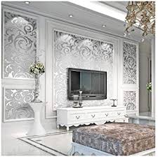 3d Damsk Wallpaper Modern Non Woven Sliver Flower Pattern Wallpaper Home Decor Wallpaper For Home Living Room Bedroom Indoor And Tv Background Amazon Com
