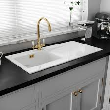 We got the best kitchen sink reviews for you with different designs, materials, and mounting options. Astini Desire 100 1 0 Bowl Gloss White Ceramic Kitchen Sink Gold Waste Kitchen From Taps Uk