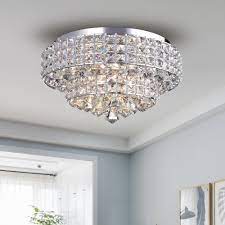 Modern simple plated crystal lustre ceiling lights e14 220v led plafonnier ceiling lamp for living room bedroom restaurant hotel. Everly Quinn Alma 4 Light 15 4 Chandelier Style Tiered Flush Mount Reviews Wayfair