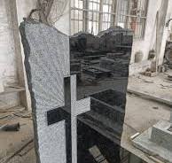 Viscont White + Black Granite Tombstone Carved Cross ...