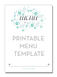 Pastel simple floral wedding menu. Blog Printable Menu Template Printable Menu Free Printable Menu
