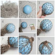 This project took just a couple hours to make and cost less than $15. Diy Nautical Faux Glass Floats From Foam Balls Nautical Christmas Ornaments Beach Christmas Ornaments Beach Christmas Decorations