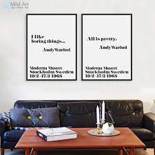 Shipped with usps priority mail. Black White Minimalist Inspirational Andy Warhol Quotes Posters Prints Pop Wall Arts Pictures Nordic Home Decor Canvas Paintings Art Print Poster Wall Picturesandy Warhol Aliexpress