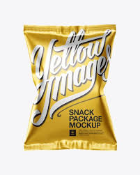 Matte Metallic Snack Package Mockup Front View In Flow Pack Mockups On Yellow Images Object Mockups In 2020 Mockup Free Mockup Packaging Mockup