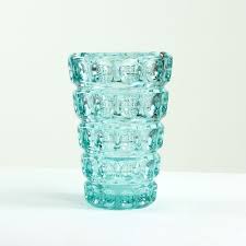 These large glass vases are a decadent mix of rich vibrant colours and the high brilliance of dazzling polish crystal. Large Turquoise Pressed Glass Vase By Frantisek Peceny 1963 For Sale At Pamono