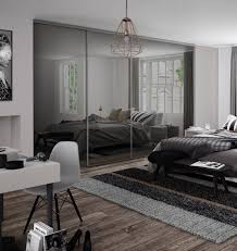 Ultra Sleek And Delightfully Contemporary Premium Mini Single Panel Sliding Wardrobe Doors In A Grey Mirror Finish With Titani Yatak Odasi Tasarimlari