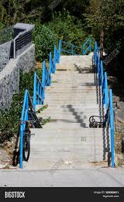 Brick wall & stone steps handrail. Outdoor Public Park Image Photo Free Trial Bigstock