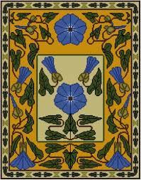 1902 Morning Glory Floral Cross Stitch Pattern Pdf Botanical Pattern Art Nouveau Calendar Adaptation Floral Cross Stitch Floral Cross Stitch Pattern Cross Stitch Patterns