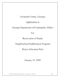 Gwinnett County, Georgia Application to Georgia Department of Community  Affairs For Reservation of Funds Neighborhood Stabilizat