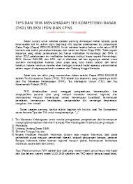 Berkaitan dengan berikut admin sharekan contoh latihan soal tes kompetensi dasar (tkd). Top Pdf Tes Kompetensi