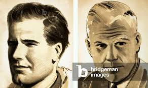 Image of Portraits of Commander Guy Gibson and Dr Barnes Wallis (gouache by  English School, (20th century)