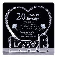 China is the traditional gift and one that is believed to show how fragile your relationship can be if it is not looked after. Ywhl 20 Year 20th Wedding Anniversary Crystal Sculpture Keepsake Gifts For Her Wife Girlfriend Him Husband 20 Year Buy Online In Jamaica At Jamaica Desertcart Com Productid 143727836