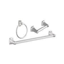 #1 home improvement retailer store finder Moen Adler Bath Hardware Kit In Chrome 3 Piece With Towel Ring 18 Inch Towel Bar And Pa The Home Depot Canada