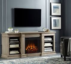 Media console infrared electric fireplace in warm brown with espresso top bring family and friends together with the bring family and friends together with the 63 in. Lorraine 72 Electric Fireplace Media Cabinet Pottery Barn