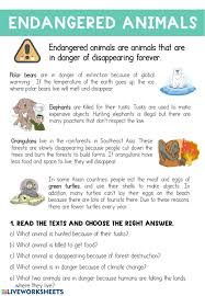 Endangered Animals Interactive Worksheet In 2020 Endangered Animals Endangered Animals
