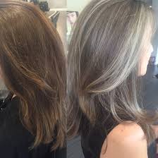 Transitioning From Colored Hair To Silver Grey Hair Saltandpepper Silver Highlights Platinum Ha Gray Hair Highlights Blending Gray Hair Gray Hair Growing Out