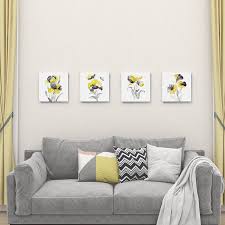 Check spelling or type a new query. Buy Sumgar Flower Canvas Wall Art Yellow And Gray Modern Bedroom Living Room Decor Grey Blossom Floral Prints Watercolor Botanical Pictures 4 Pieces Framed Paintings Artwork For Famhouse Bathroom 12x12 Online In