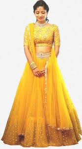 Pleasant Yellow Net Half Sleeve Choli Lehenga For Haldi Function Lehenga Blouse Designs Lehenga Bridal Blouse Designs