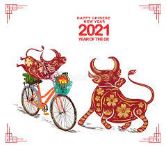 Chinese New Year 2021 Year Of The Ox Cooked Square Glutinous Rice Cake Bicycle And Blossom Vietnamese New Chinese New Year 2021 New Year Ox Chinese New Year