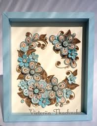 Quilling Picture In Blue And Brown Colors Ornate With Flowers Paper Quilling Patterns Quilling Designs Quilling Cards