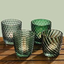 4er Deko Teelichthalter Marila Aus Glas Grun Lackiert Hohe 9 Cm Teelichthalter Windlicht Laterne Kaufen