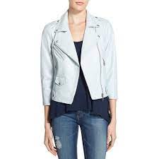 Rebecca Minkoff Wes Crop Leather Moto Jacket Real Leather Jacket Leather Moto Jacket Blue Leather Jacket