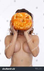 Cute Half Naked Holding Halloween Pumpkin Stock Photo 117087802 |  Shutterstock