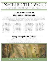 Inscribe The Word July Scripture Writing Plan Symphony Of Praise Scripture Writing Plans Writing Plan Bible Study Help