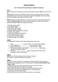 Shades of meaning worksheets | synonyms worksheets. Shades Of Meaning Teaching Resources
