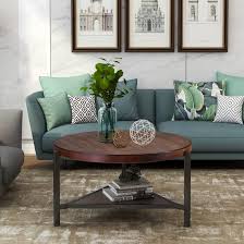 Studio designs camber round coffee table. 17 Stories Coffee Table Round Industrial Design Metal Legs With Storage Open Shelf For Living Room Easy Assembly Wayfair