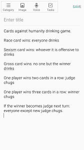 The player to the left of them must begin drinking immediately after, then the next player starts drinking until all the players are drinking. Came Up With A Cards Against Humanity Drinking Game Drinkinggames