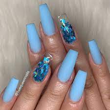 These Are What I Want For My Birthday But Light Pink In 2020 Blue Acrylic Nails Coffin Nails Designs Long Acrylic Nail Designs
