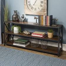 Manor Park Rustic And Metal 3 Shelf Bookshelf Dark Walnut Walmart Com In 2020 Furniture Wood Console Table Rustic Furniture