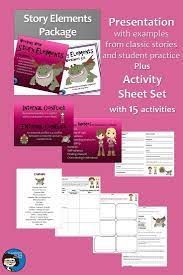 This Story Elements Package Contains Both The Powerpoint And The Worksheet Set To Introduce And Practice Writing Skills Story Elements Language Arts Elementary