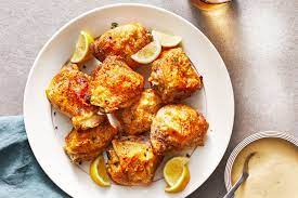 Lemon And Garlic Baked Chicken Thighs Recipe Recipe Chicken Eating Chicken Thigh Recipes Baked Recipes