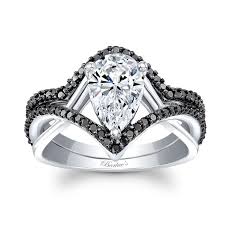 Barkev S Black Diamond Pear Shape Bridal Set 8168sbk Barkev S Black Diamond Wedding Sets Black Diamond Ring Engagement Unique Bridal Jewelry