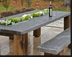 Concrete crafts concrete projects concrete garden concrete furniture garden furniture concrete table urban furniture diy projects to try craft projects. Outdoor Dining Set Concrete Modern Table And Bench Set Concrete Outdoor Table Modern Outdoor Dining Outdoor Concrete Countertops