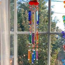 Bohemian Iron Heart Glass Beads Brass Bells Wind Chime Sun Catcher Mobile In 2021 Wind Chimes Glass Wind Chimes Brass Bells