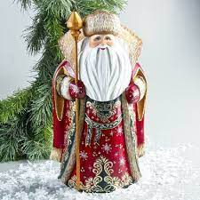 Hand Carved Russian Santa Doll Russian Santa Santa Doll Christmas Decorations Ornaments