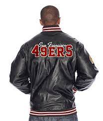 San Francisco 49ers Nfl Men S Knuckleball Faux Leather Varsity Jacket Xlarge Leather Varsity Jackets Varsity Jacket San Francisco 49ers Nfl