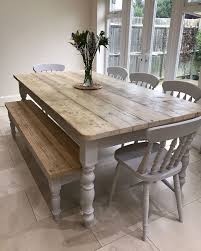 10 Rustic Farmhouse Table And Bench In 2020 Farmhouse Dining Room Table Farmhouse Dining Rooms Decor Dining Room Design