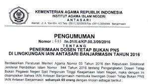 Kunjungi pos untuk informasi selengkapnya. Lowongan Kerja Dosen Iain Antasari Besar Besaran September 2016 Lowongan Kerja Bumn Bulan Agustus 2021