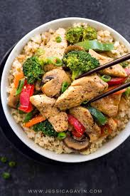 White meat chicken with snap peas, whole grain rice & ginger garlic sauce. Chinese Chicken Stir Fry With Whole30 Ingredients Jessica Gavin