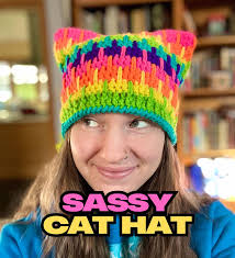 Crochet Cat Beanie, Sassy Cat Hat, Rainbow Custom Colored Hat, Middle  Finger Hat, Funny Winter Cap, Cat Ears Hat, Gift for Friends or Family