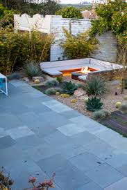 Modern Back Garden Bluestone Patio Custom Gas Firepit And Ipe Steppers Bluestone Patio Hardscape Backyard Landscape Design