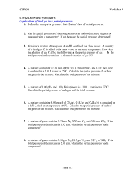 (3) an ideal gas undergoes an isovolumeric process (v=constant) with the addition of q amount of heat. Worksheet 3 Partial Pressures Gases Pressure